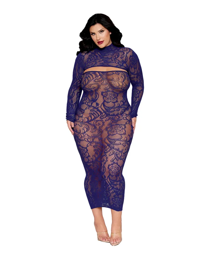 Anal Dreamgirl International Floral Pattern Strapless Gown wRemovable Shrug 2 pc Set Eclipse QN