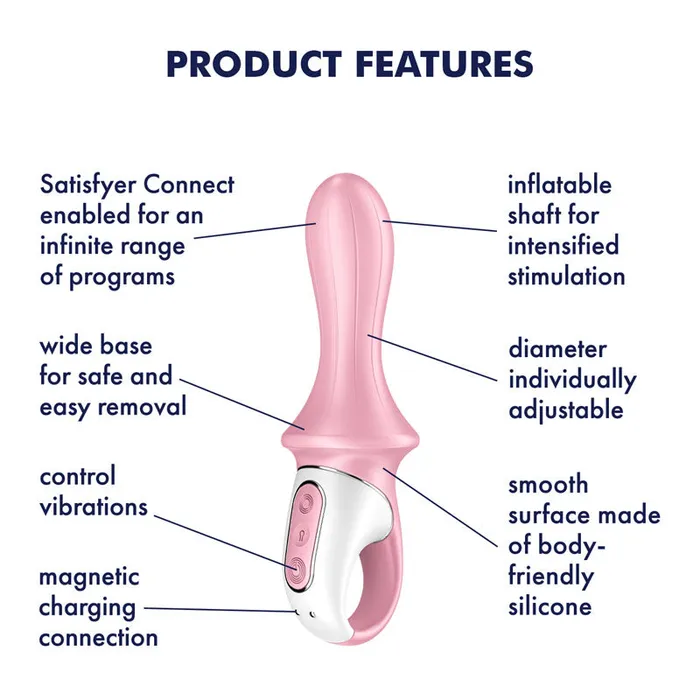 Satisfyer Air Pump Booty 5 Inflatable Anal Vibrator with App Control Pink Satisfyer Male Sex Toys