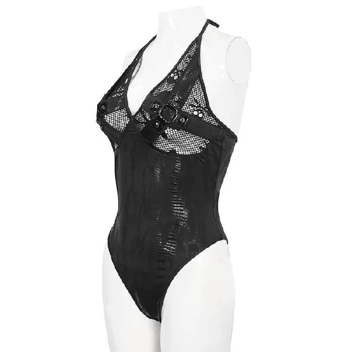 EVEs SECRETS Gothic Black OnePiece Swimsuit with Metal Loops Couples