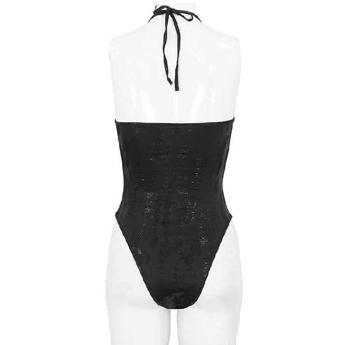 EVEs SECRETS Gothic Black OnePiece Swimsuit with Metal Loops Couples