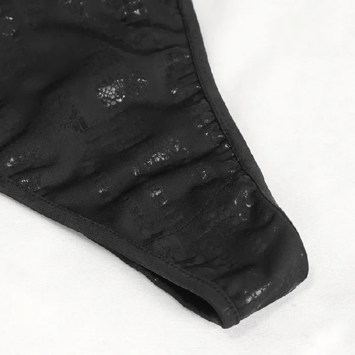 EVEs SECRETS Gothic Black OnePiece Swimsuit with Metal Loops Couples
