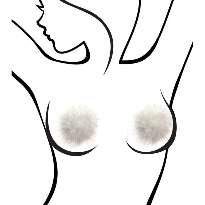 LITTLE GENIE NIPPLE PASTIES FLUFFY WHITE Nipple Clitoral Toys