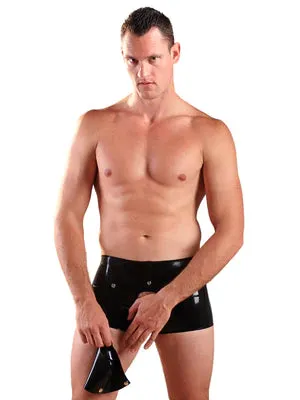 Anal Honour Honour Latex Keyhole BoxerShorts with Detachable Pouch Black