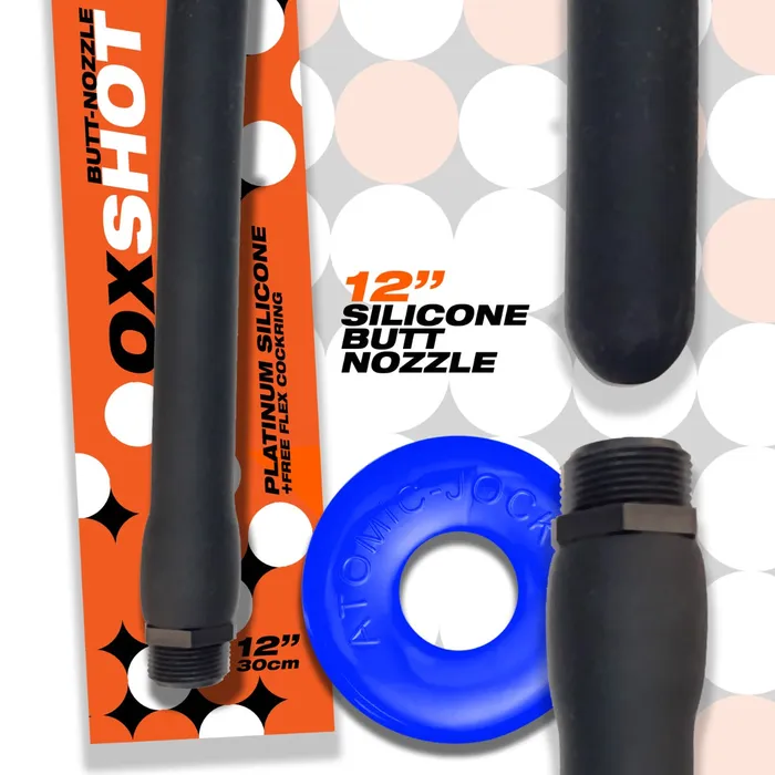 Oxballs Oxshot ButtNozzle Shower Hose Douche 12 Inch plus Flex Cock Ring Oxballs Male Sex Toys