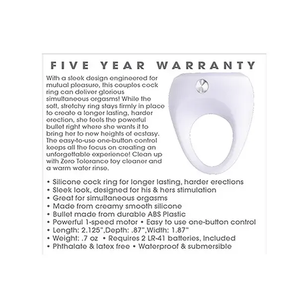 Anal Zero Tolerance Zero Tolerance White Lightning Vibrating Silicone Cockring White Anal Zero Tolerance Zero Tolerance White Lightning Vibrating Silicone Cockring White
