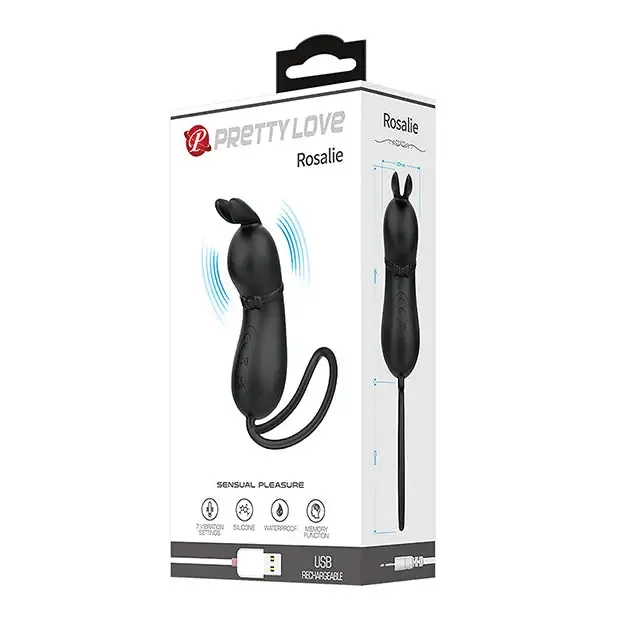 Vibrators Pretty Love Rosalie Tethered Clit Stim Black Pretty Love