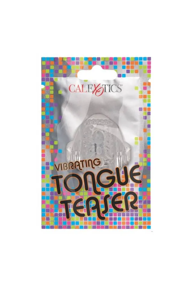 Cal Exotics Foil Pack Vibrating Tongue Teaser Ring Clear Free Gifts Male Sex Toys