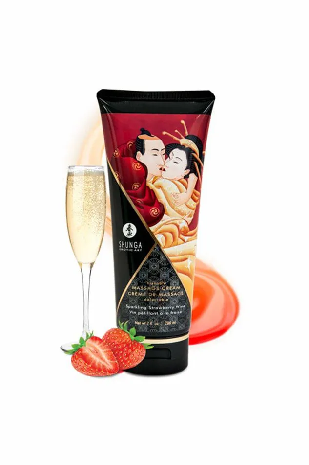 Couples Shunga Shunga Kissable Massage Cream Sparkling Strawberry Wine