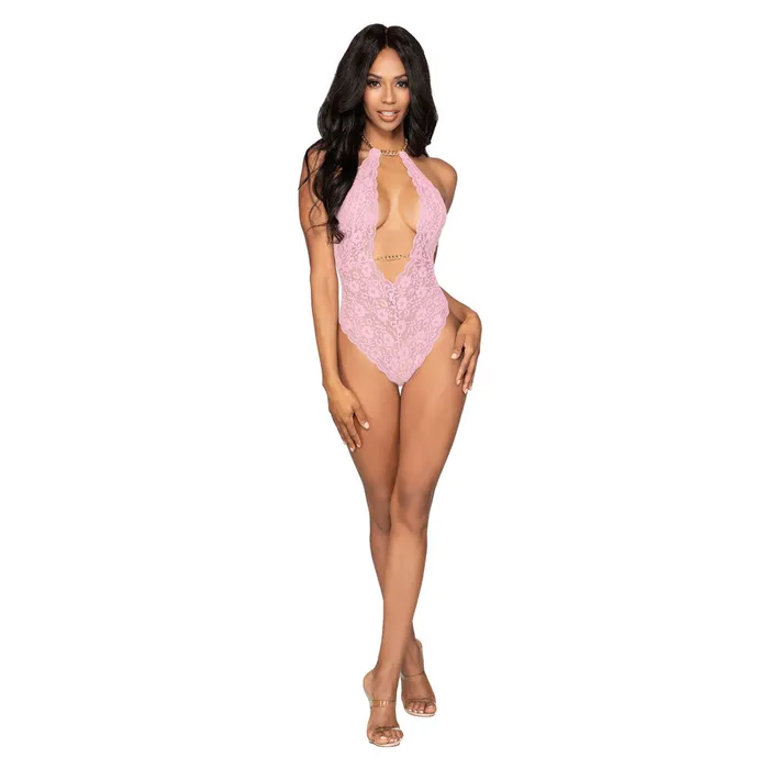 Dreamgirl Lingerie Stretch Lace Halter Teddy Collar with Removable Chains 12483 DREAMGIRL Female Sex Toys
