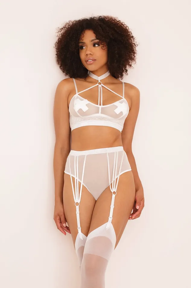 Female Sex Toys Coquette Coquette 22117 Bra Garter Panty Set White