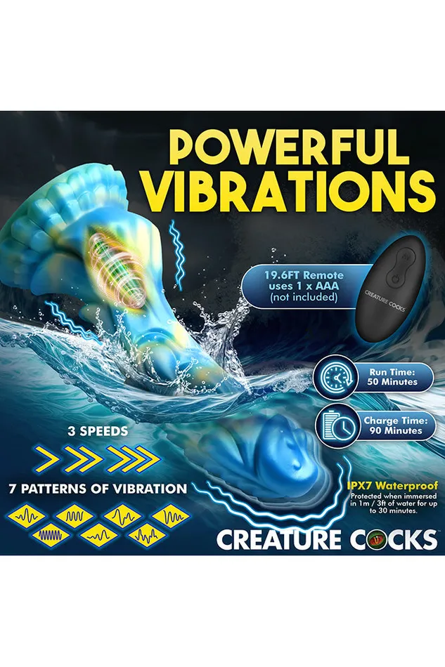 Female Sex Toys XR Brands XR Brands Creature Cocks Sea Stallion Vibrating Silicone Dildo with Remote