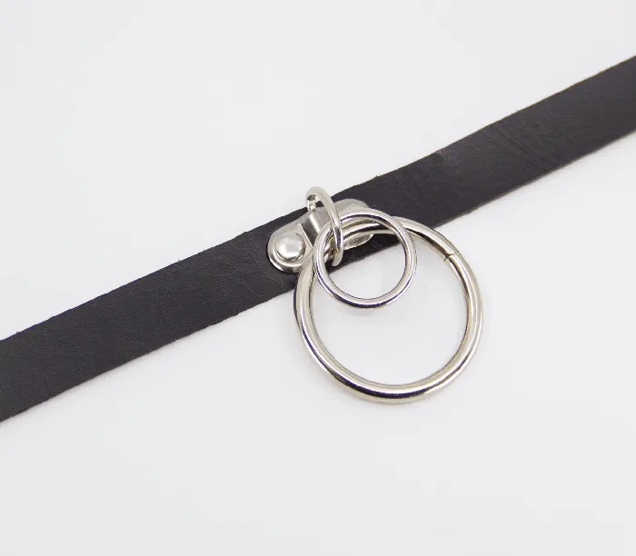 Love in Leather Couples Vegan Bondage Collar with Double Rings