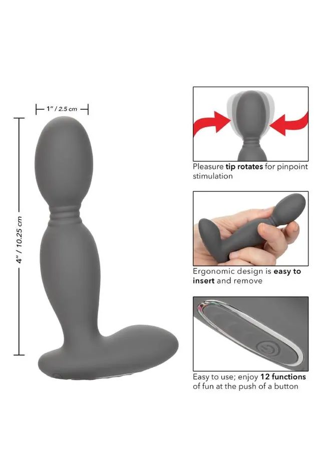 Male Sex Toys Cal Exotics Cal Exotics Eclipse Rotator Prostate Probe Grey