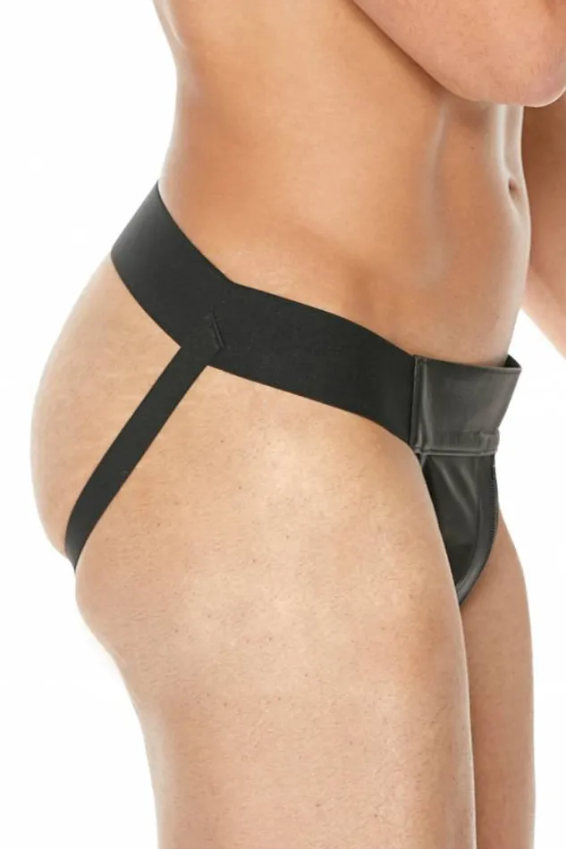 Shots Toys Anal Ouch by Shots Toys Premium Leather Jock Strap Black