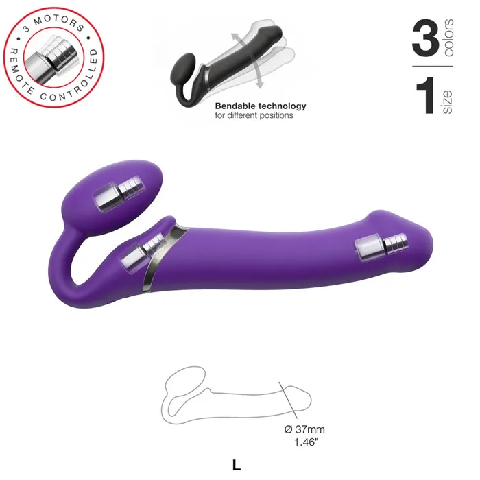 Strap On Me Strapless Bendable Remote Vibrating Strap On Large Purple STRAP ON ME Female Sex Toys