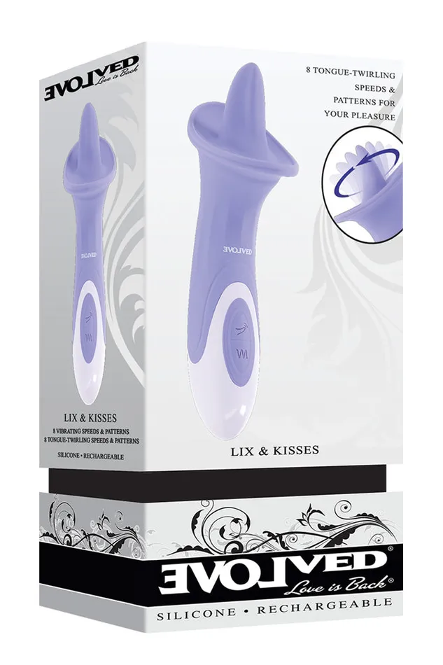 Vibrators Evolved Evolved Lix Kisses Vibrating Twirling Tongue Vibrator Lavender