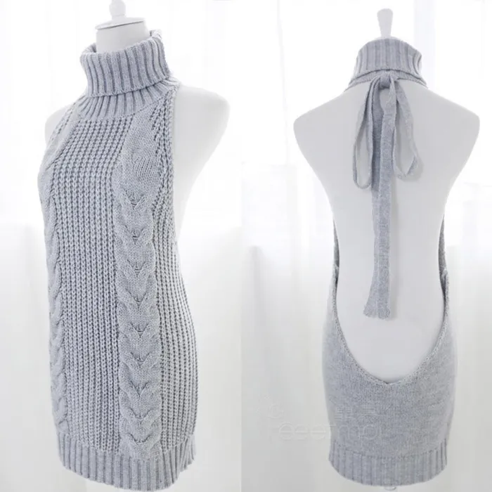 Female Sex Toys LAZADASEXTOYS Sexy Women Turtleneck Sweater Backless Women Sweaters Bodysuit Bandage Hollow Japanese Cosplay Virgin Killer Knitted Knitwear