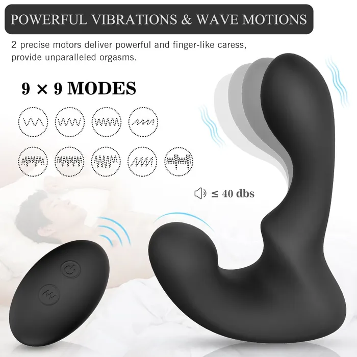 9 Combined Modes WaveMotion Vibrating Prostate Massager Anal Vibrator YOSPOSS Male Sex Toys