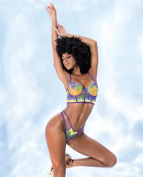 Embroidered Bralette Strappy Panty Tuscany Yellow Mapale Female Sex Toys