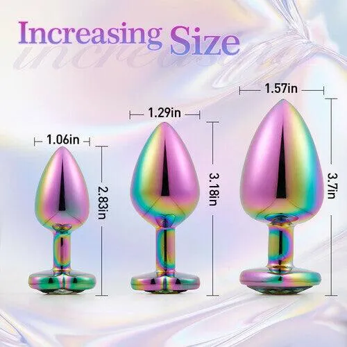 Felton Luxury Laser Color Diamond Base Anal Plug 3 Pcs Set propinkup Anal