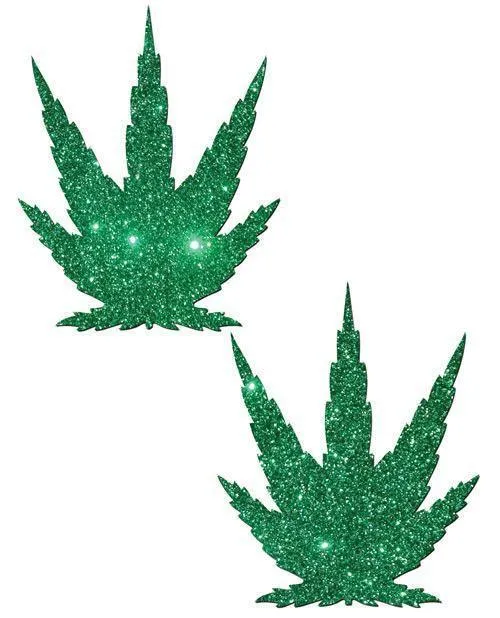 Pastease Vibrators Pastease Glitter Marijuana Leaf Green Os