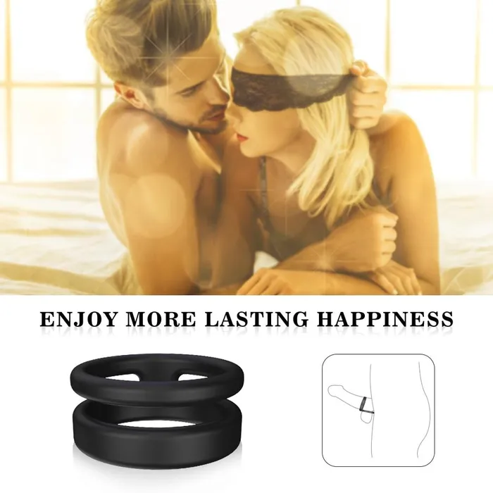 YOSPOSS Male Sex Toys Silicone Dual Penis Ring Premium Stretchy Erection Enhancing Sex Toy