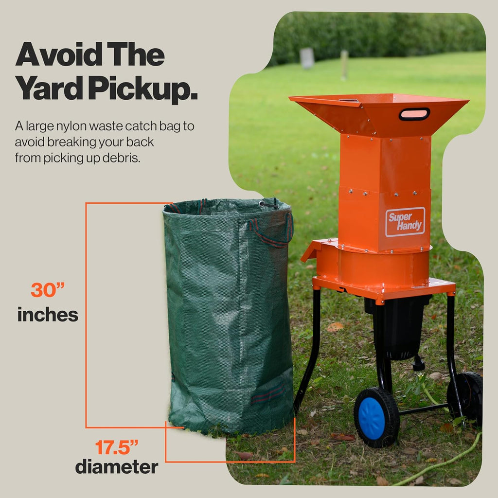 Electric Leaf Mulcher Shredder, 120V AC, 11" Cutting Blade, .5" Cutting Capacity V78913