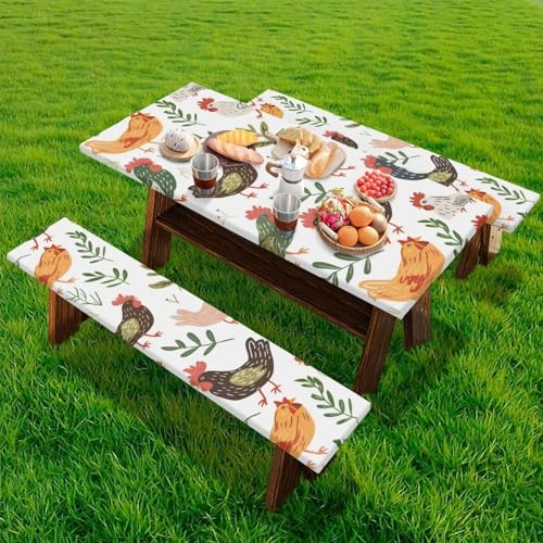 Fitted Rectangle Picnic Table Cover with Bench Covers A785802