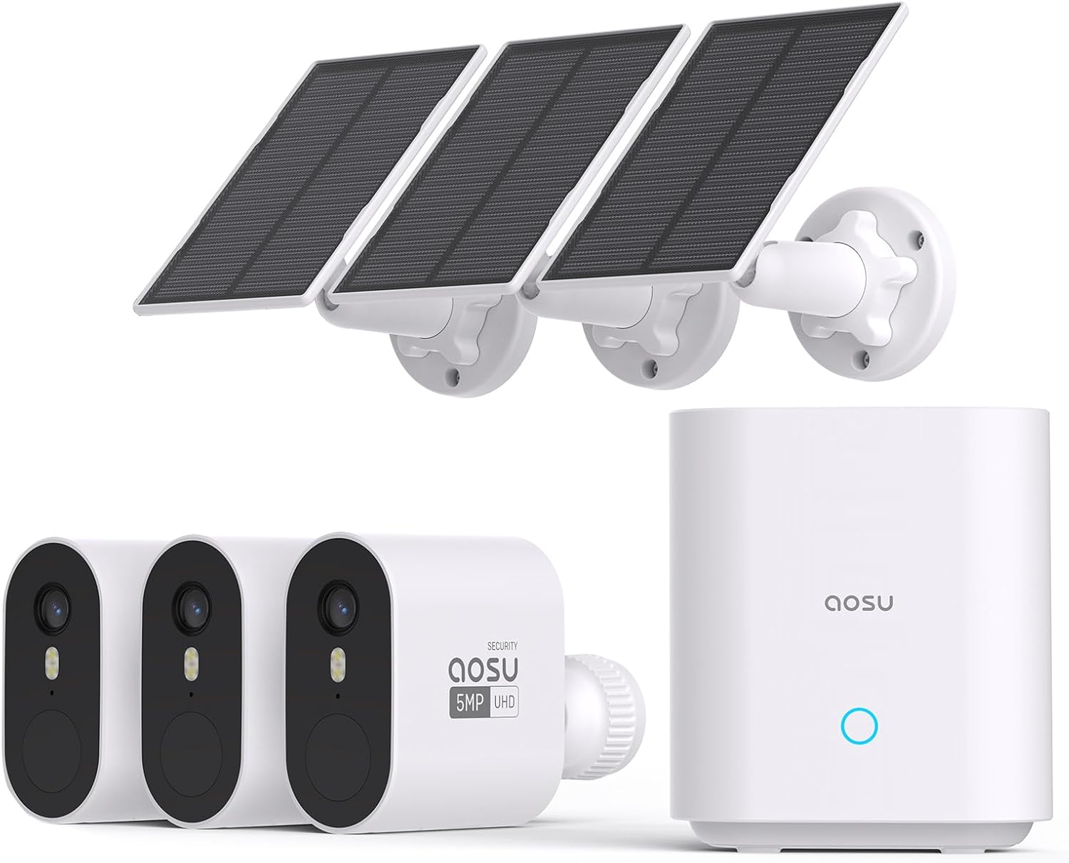 5MP Solar Security Cameras Wireless Outdoor 3-Cam Kit with Color Night Vision J138937