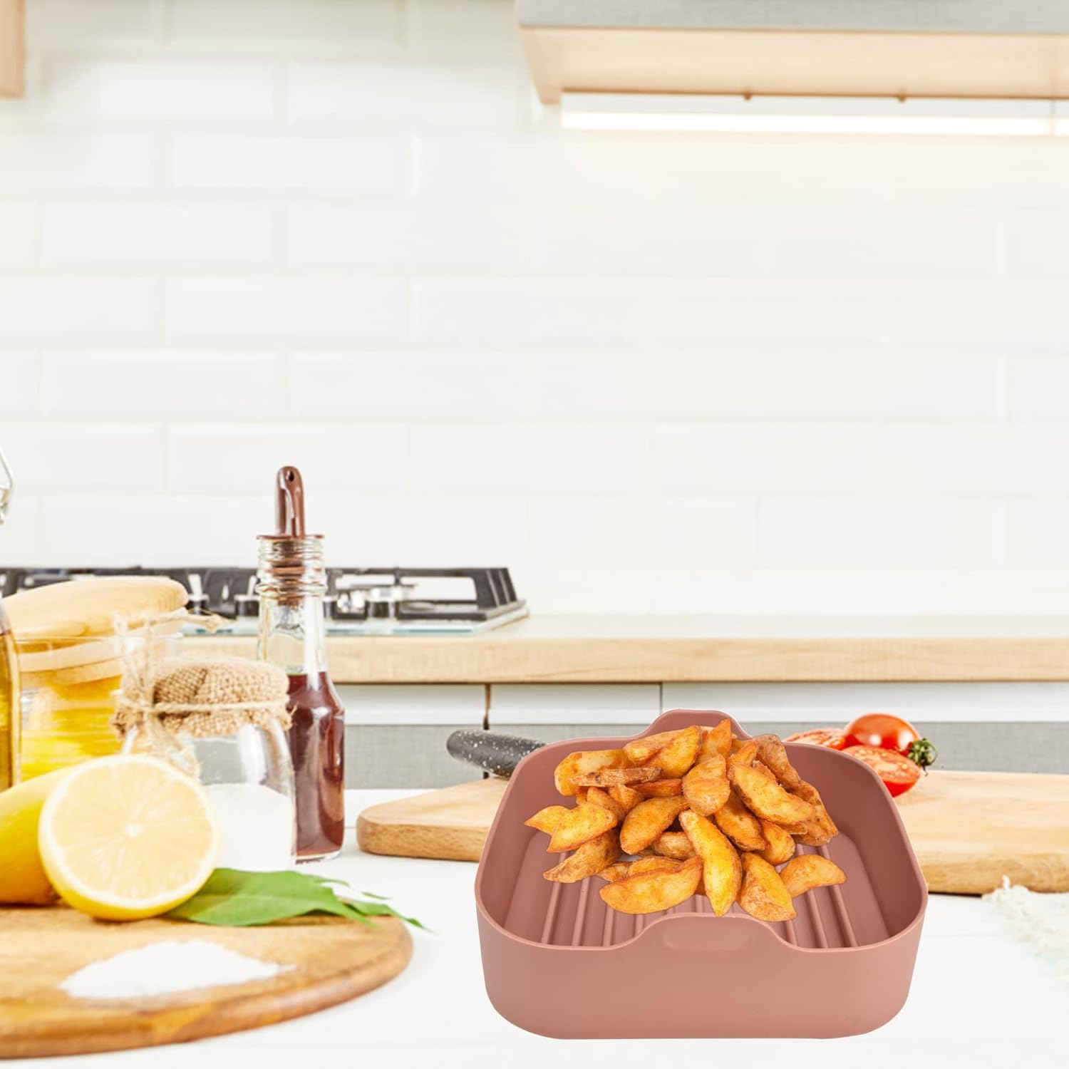 8 Inch Square Non-Stick Food-Grade Reusable Silicone Air Fryer Liners G797