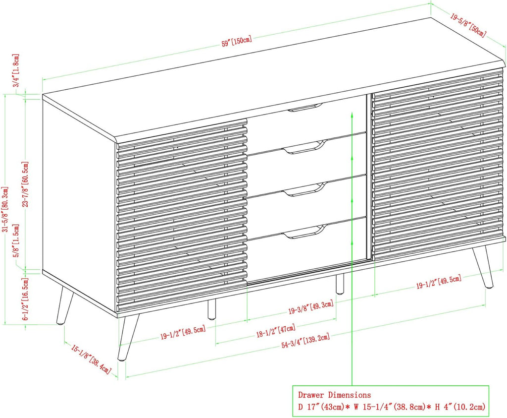 Black and Slate Grey 4 Drawer Wood Cabinet K7943
