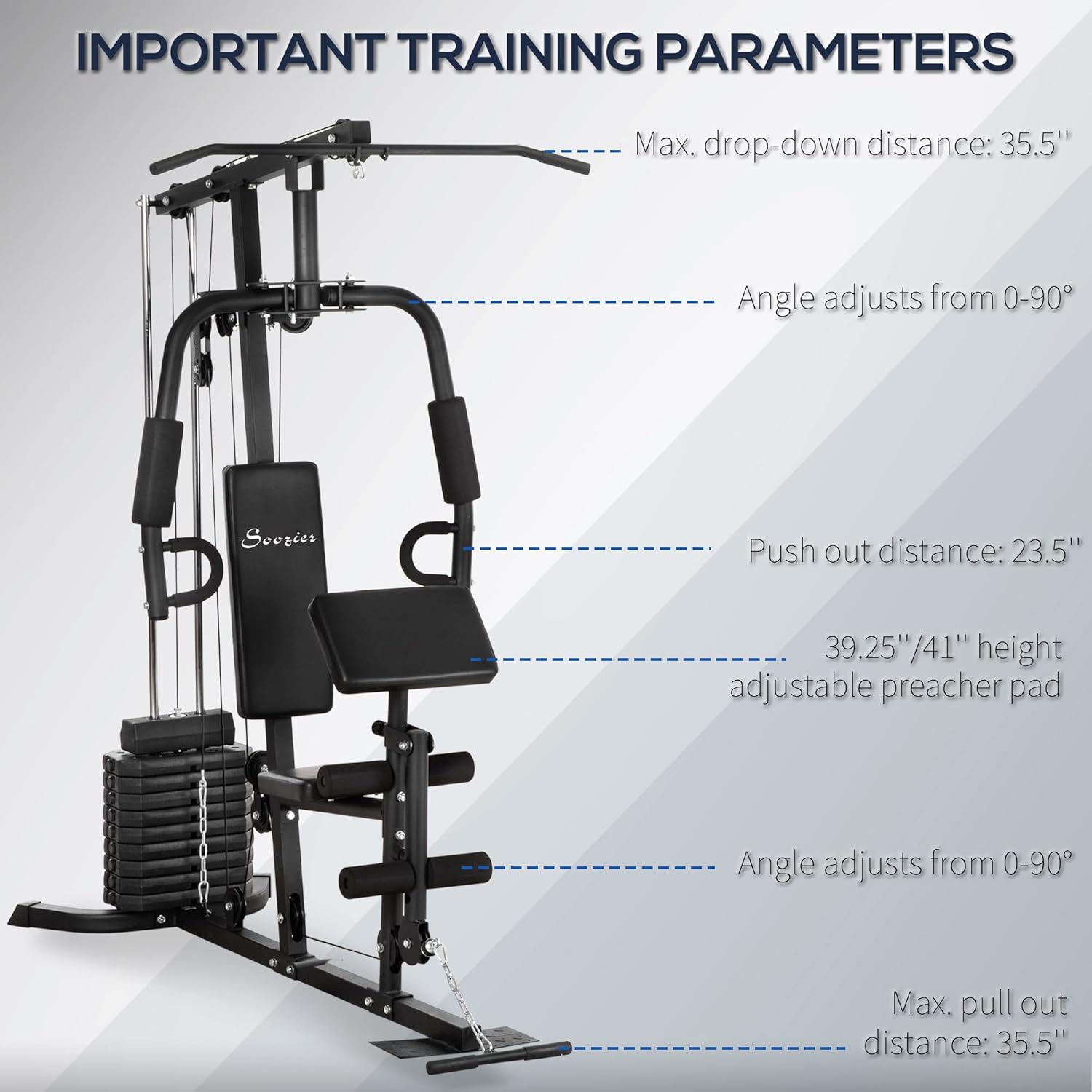 Multifunction Workout Station with 100Lbs Weight Stack Y8215