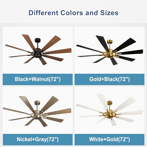 Large 60" Low Profile Indoor Ceiling Fan with Light and Remote Control, Black and Gold B68016