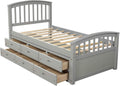 Gray Solid Wood Twin Size Platform Storage Bed with 6 Drawers A261