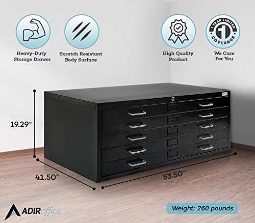 Black 5-Drawer Flat File Cabinet P73141