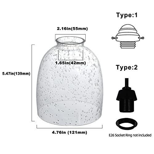 4 Pack Clear Seeded Glass Replacement Shades for Ceiling Fan Light Fixtures J917137
