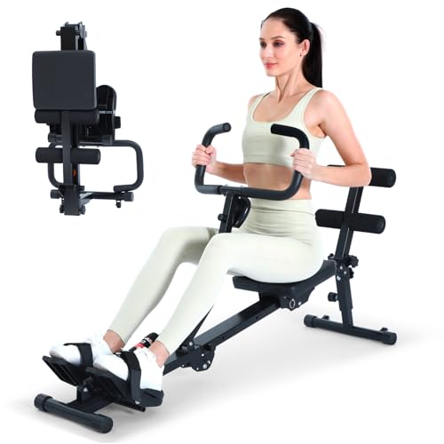 Foldable Hydraulic Rowing Machine with 12-Level Resistance and Backrest A4224