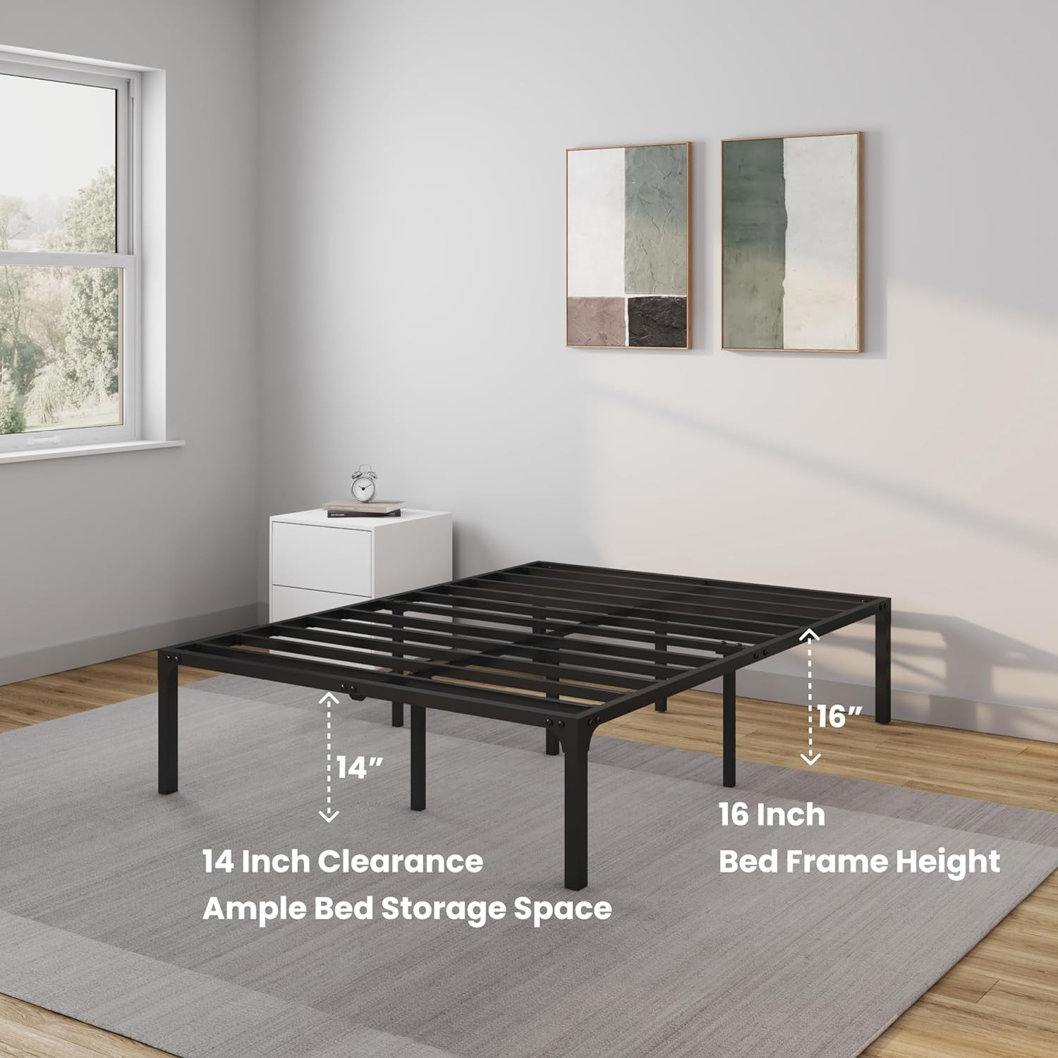 8 Inch Queen Size Bamboo Charcoal Memory Foam Mattress with Metal Platform Y54560