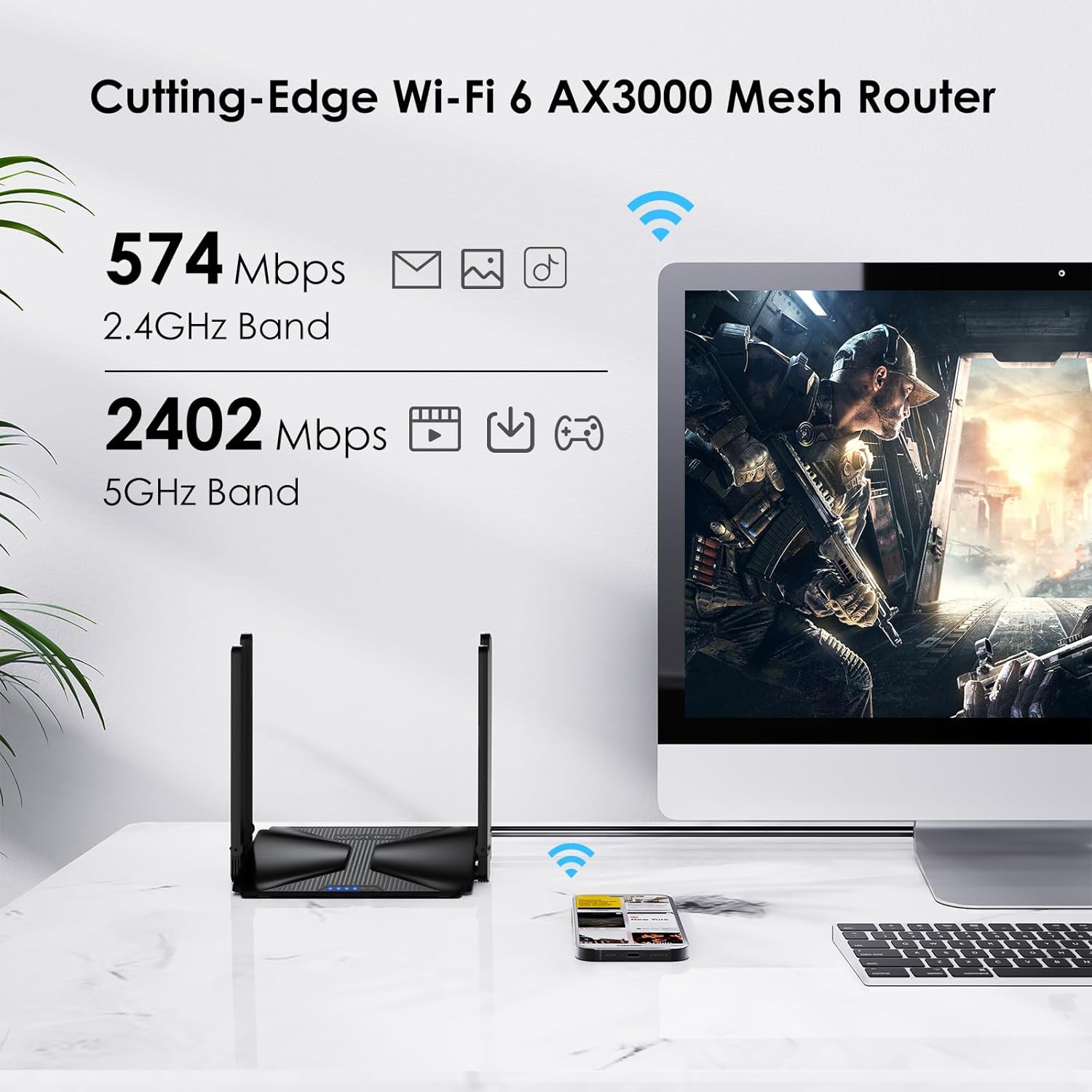 AX3000 Dual Band Gigabit WiFi 6 Router F365076