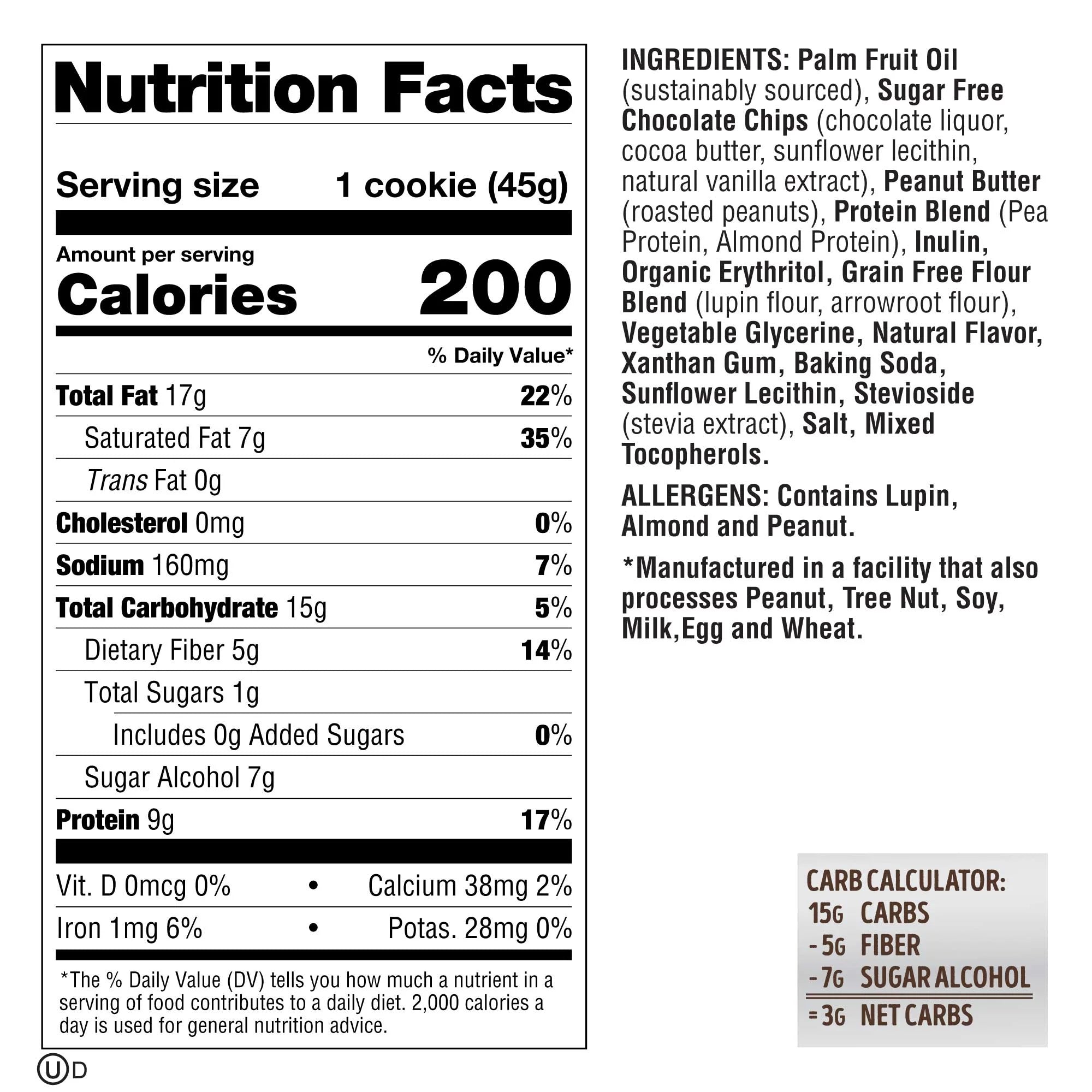 Chocolate Chip Cookie, 1.6 oz, 12 Ct S24638