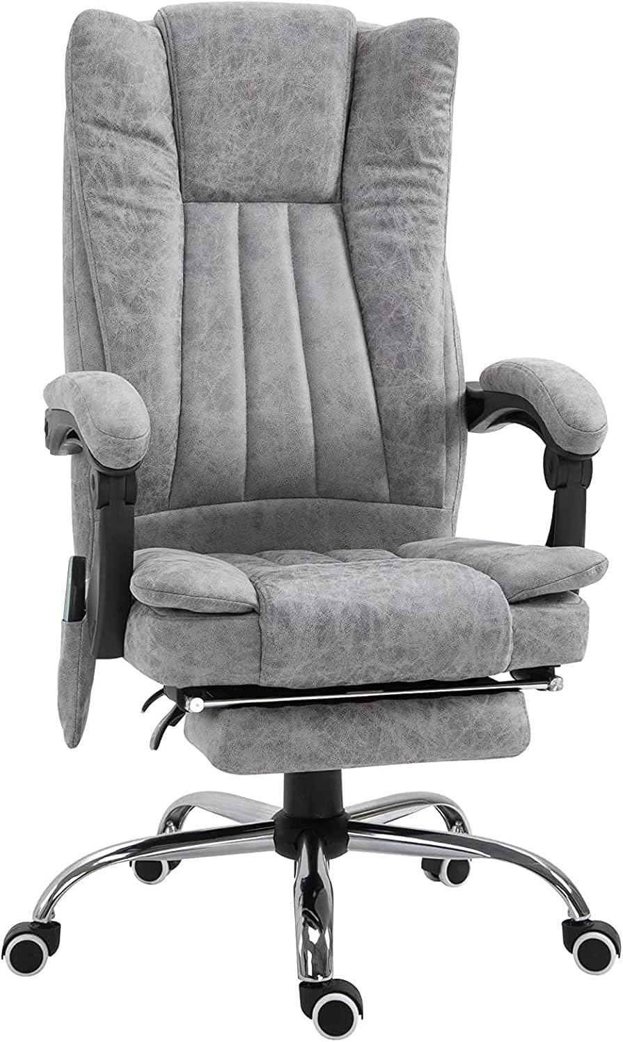 Gray Heated Massage Electric Vibration Reclining Swivel Chair with Pedals Adjustable Back Ergonomic Zero-Gravity Chair J2339