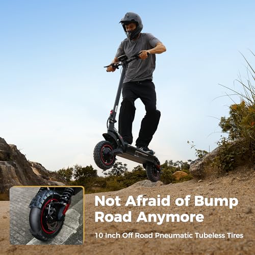 Electric Scooter with 50 Miles Long Range, 38 MPH Top Speed, 12" Offroad Pneumatic Tire E901