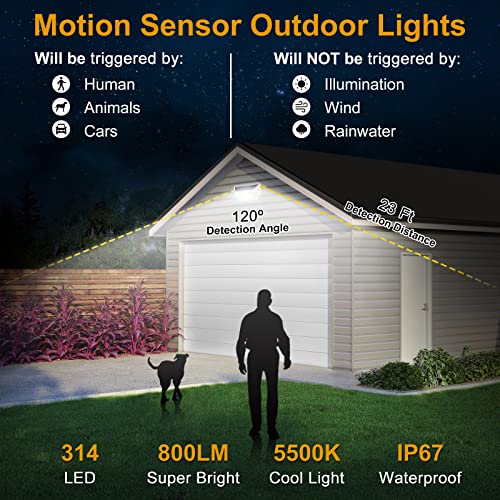 White Solar Outdoor Lights Motion Sensor IP67 Waterproof with 3 Lighting Modes P4728
