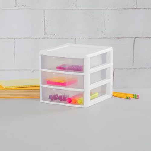 6-Pack White Plastic 3-Drawer Cart D3551