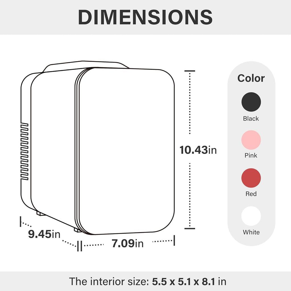 4L Mini Fridge Portable Cooler Warmer Freon-Free Small Refrigerator Red F424