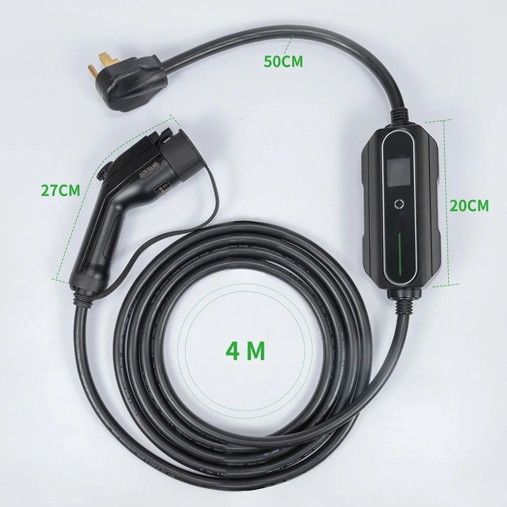 16ft J1772 Level 2 Portable 32A EV Charger Electric Car Fast Charger EVSE NEMA 14-50 Black M559043
