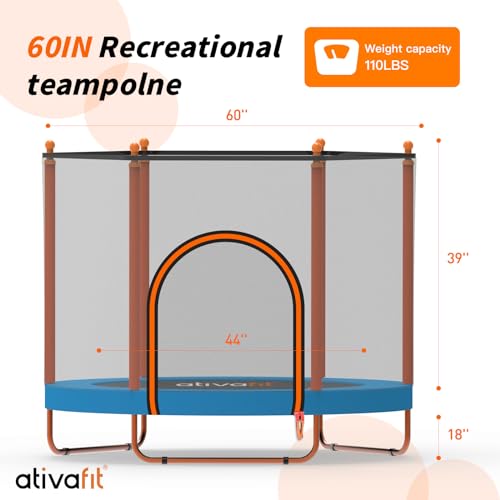 60'' Rebounder Trampoline with Safety Enclosure Net D743