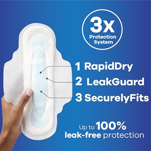 Size 2 Long Super Absorbency Unscented Maxi Pads with Wings, 60 Count X7778