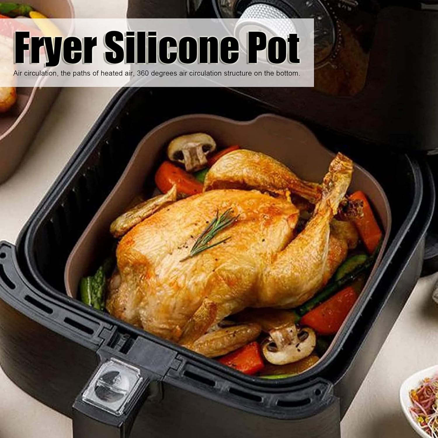 8 Inch Square Non-Stick Food-Grade Reusable Silicone Air Fryer Liners G797