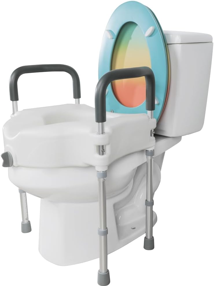 Raised Toilet Seat with Handle, Height Adjustable Legs S70587